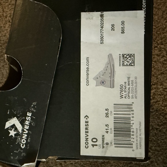 Converse White High Top Sneakers with Red Trim - Picture 4 of 5